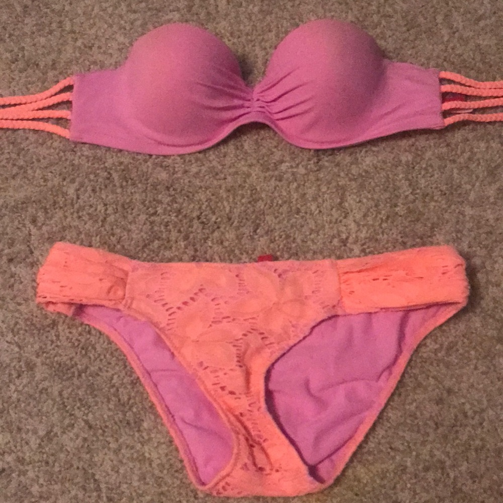 Victoria’s Secret strapless top & bikini bottoms